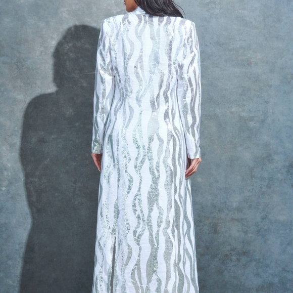 Sequins Zebra Print Long Blazer - Picture 3 of 3